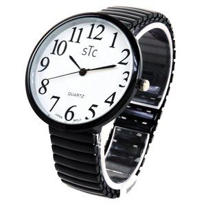 STC Black Super Large Face Stretch Band Watch NIB
